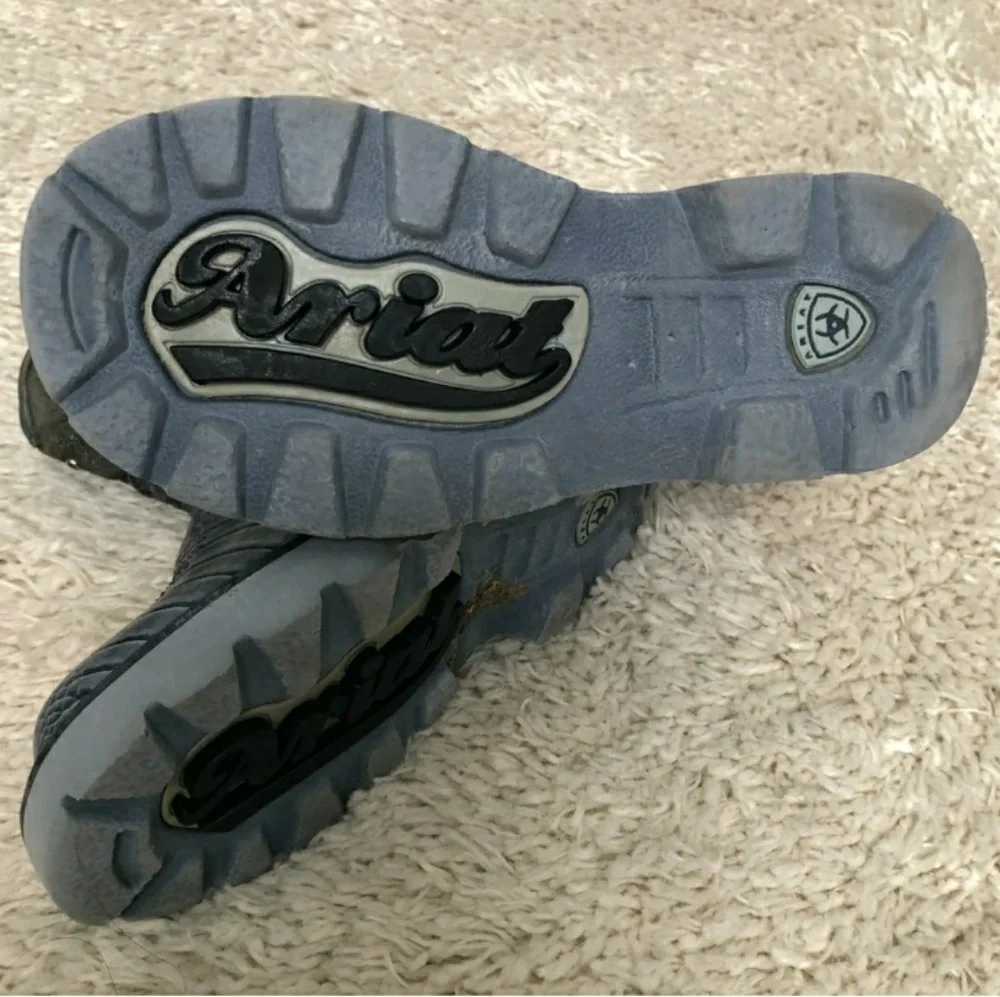 ARIAT Kid's Blue Suede & Croc Western Boots Sz 11